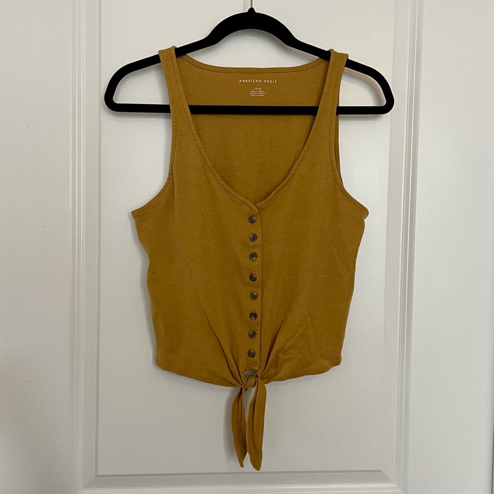 American Eagle Button Down Tank Top - Mustard Yellow